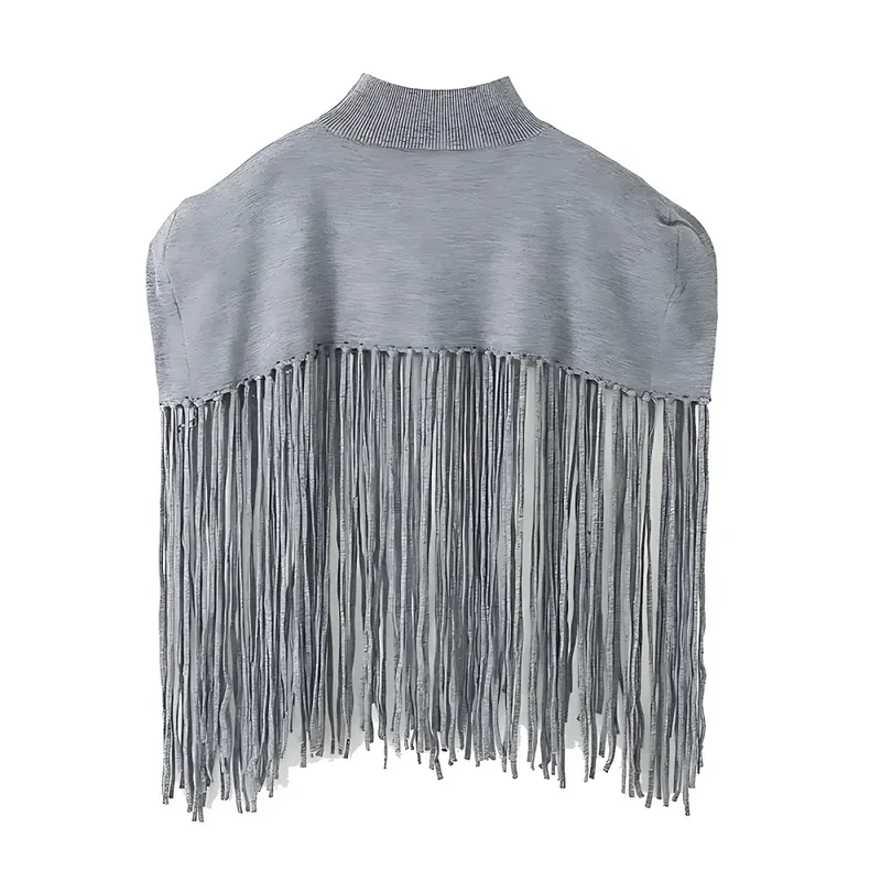 Poncho frange femme