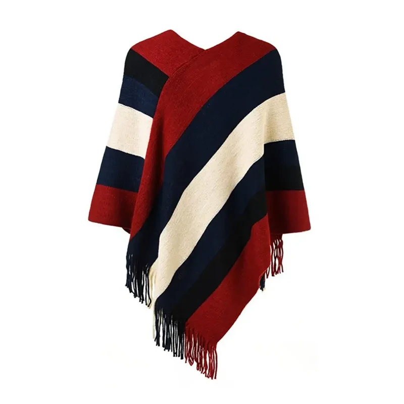 Manteau poncho femme rouge
