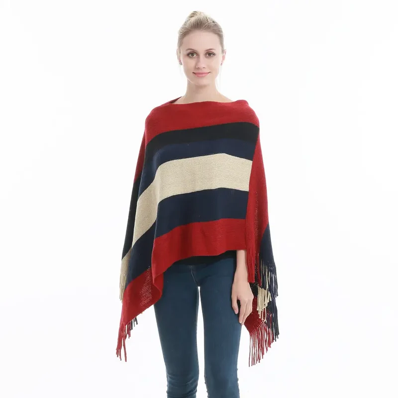 Manteau poncho femme rouge