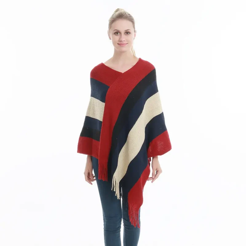 Manteau poncho femme rouge