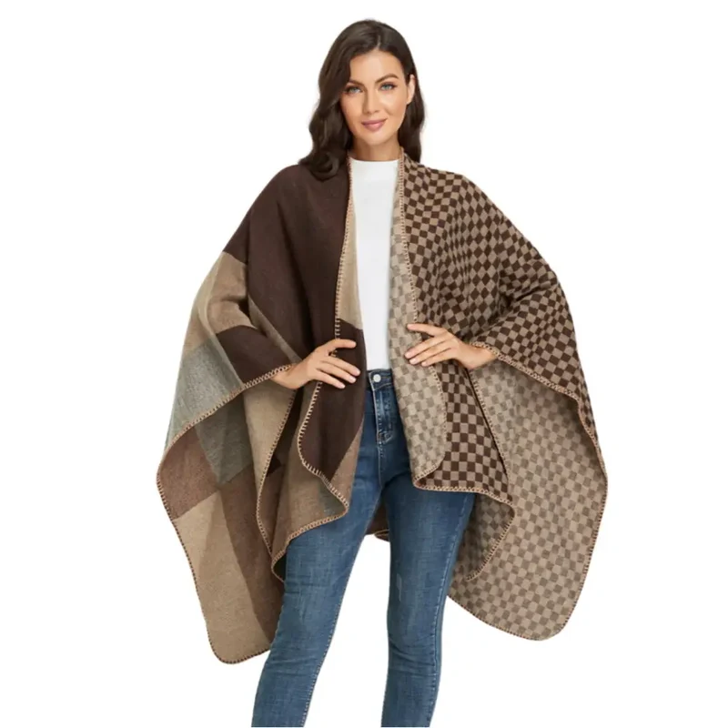 Poncho cape femme camel