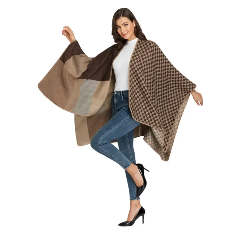 Poncho cape femme camel