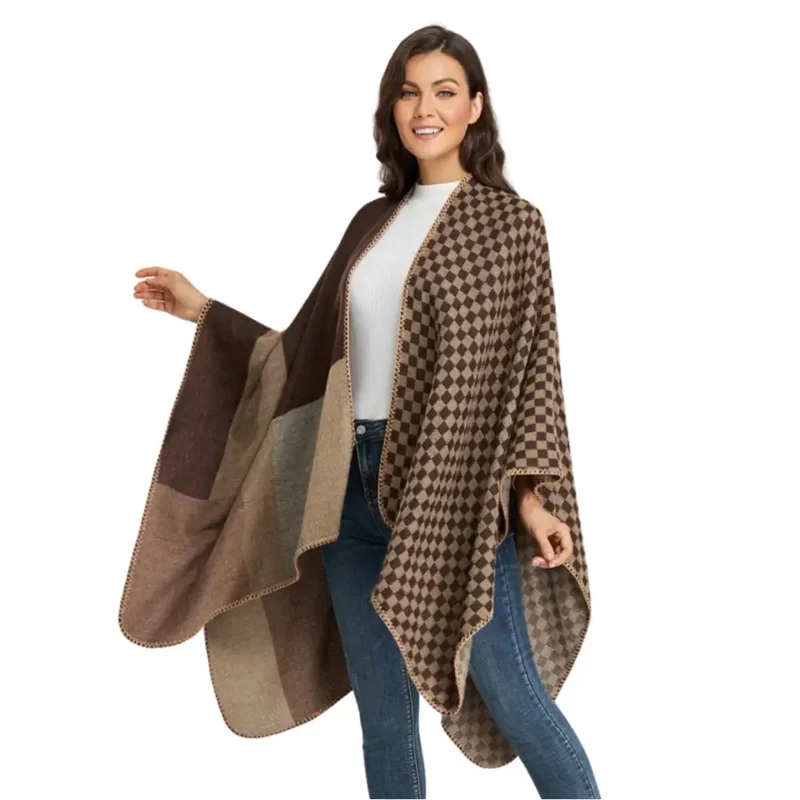 Poncho cape femme camel