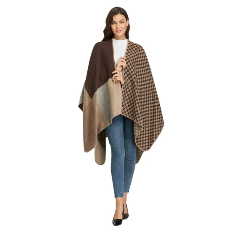 Poncho cape femme camel