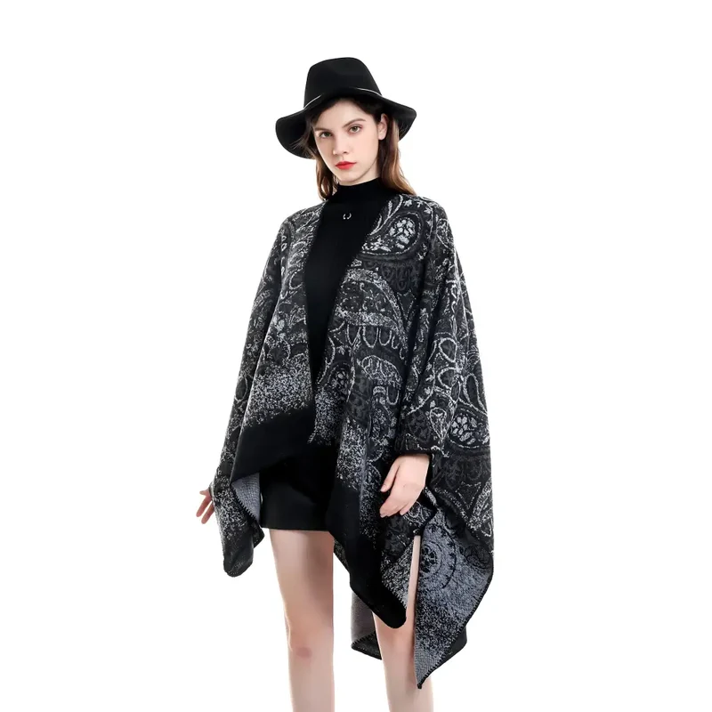 Poncho femme cachemire noir