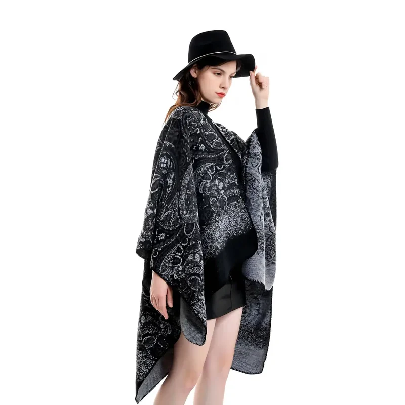 Poncho femme cachemire noir
