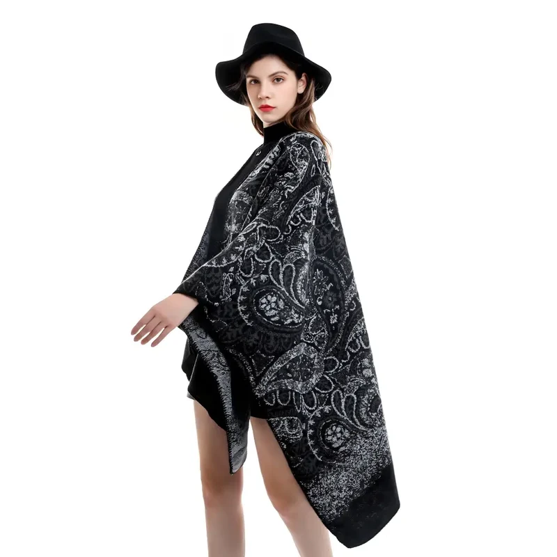 Poncho femme cachemire noir