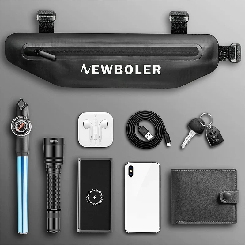 Sacoche triangulaire pour cadre de vélo 100% imperméable "NEWBOLER - PAC052 / BAG603"