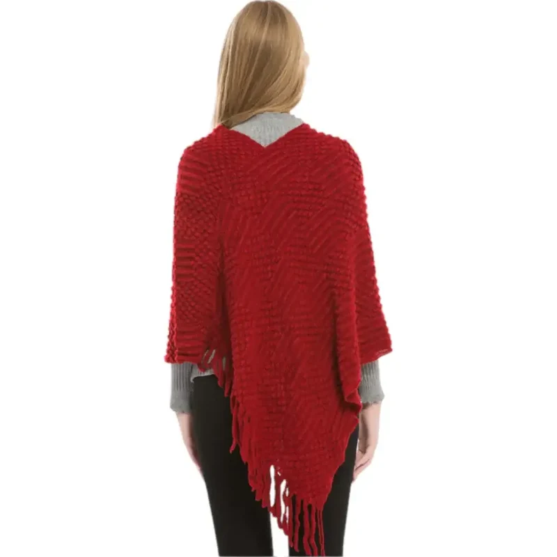Poncho rouge femme