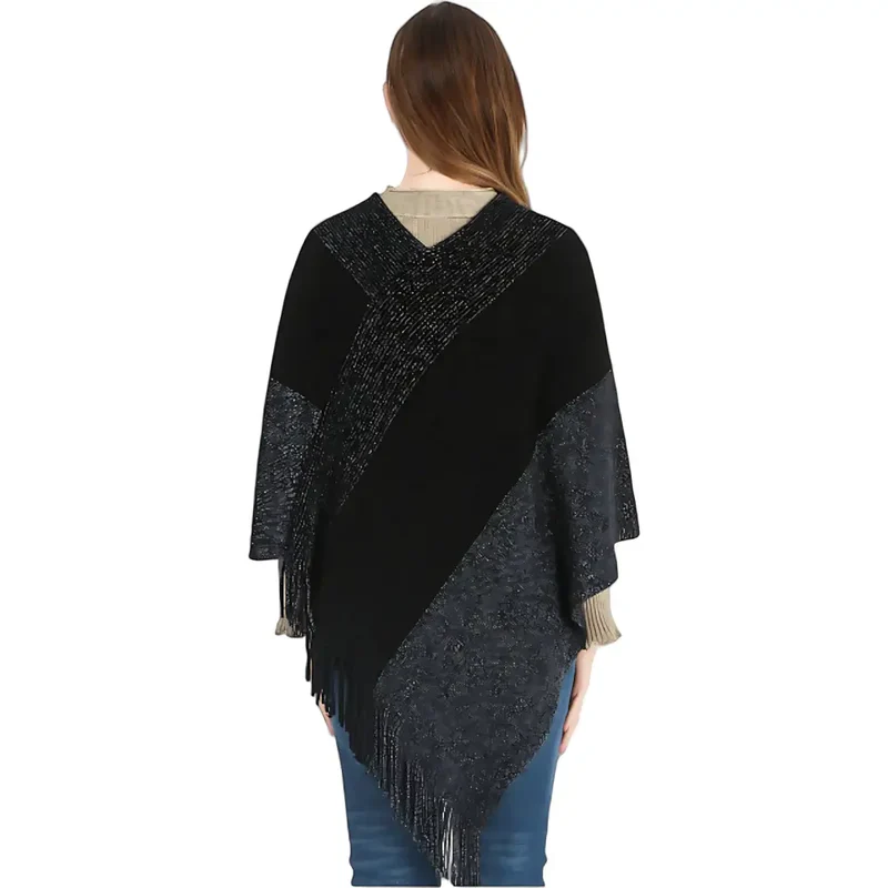 Poncho femme noir pas cher