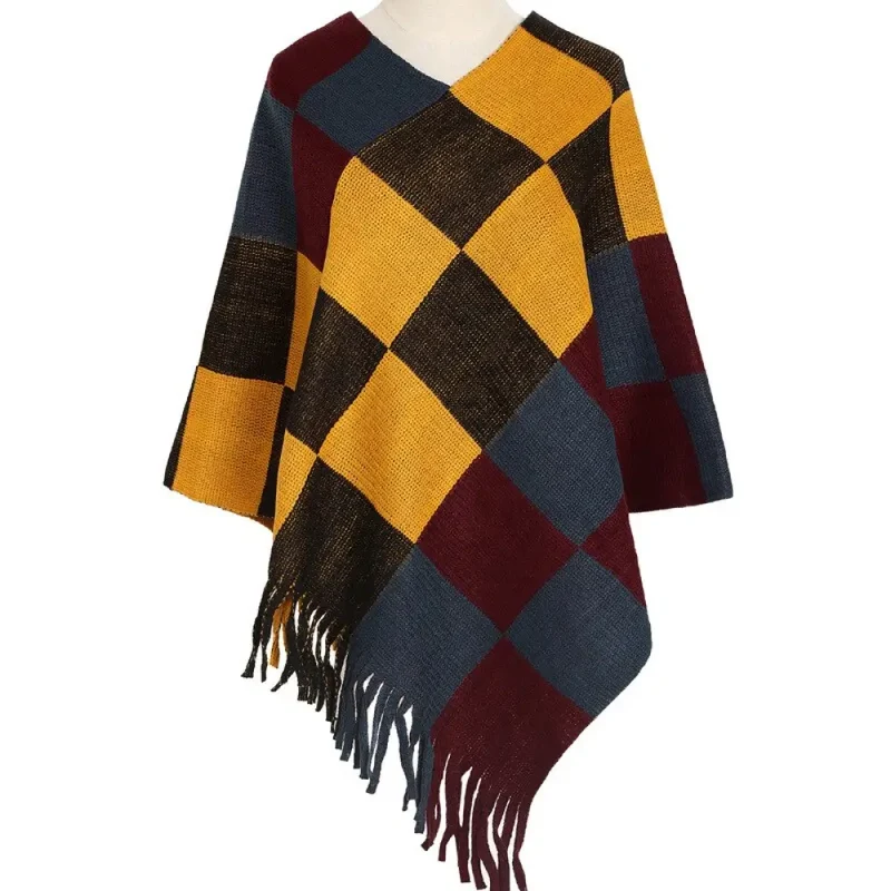 Poncho femme noir en laine