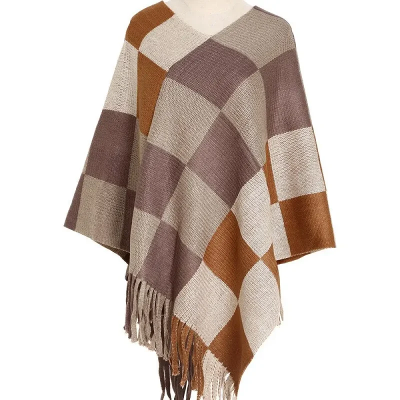 Poncho femme noir en laine