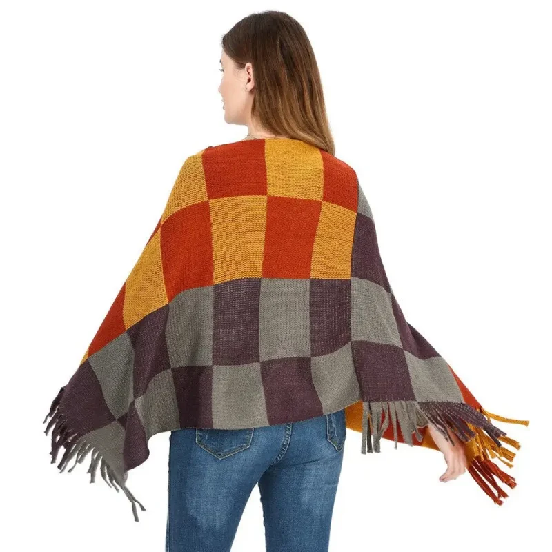 Poncho femme noir en laine