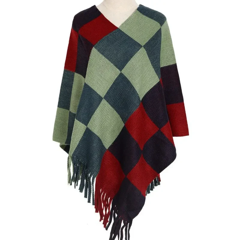 Poncho femme noir en laine