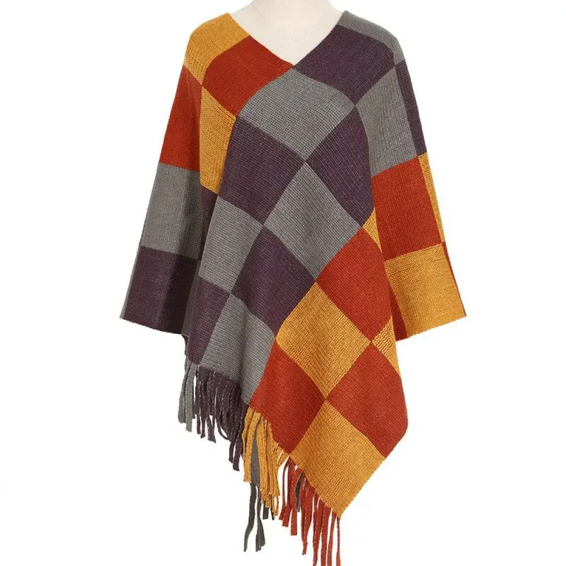 Poncho femme noir en laine