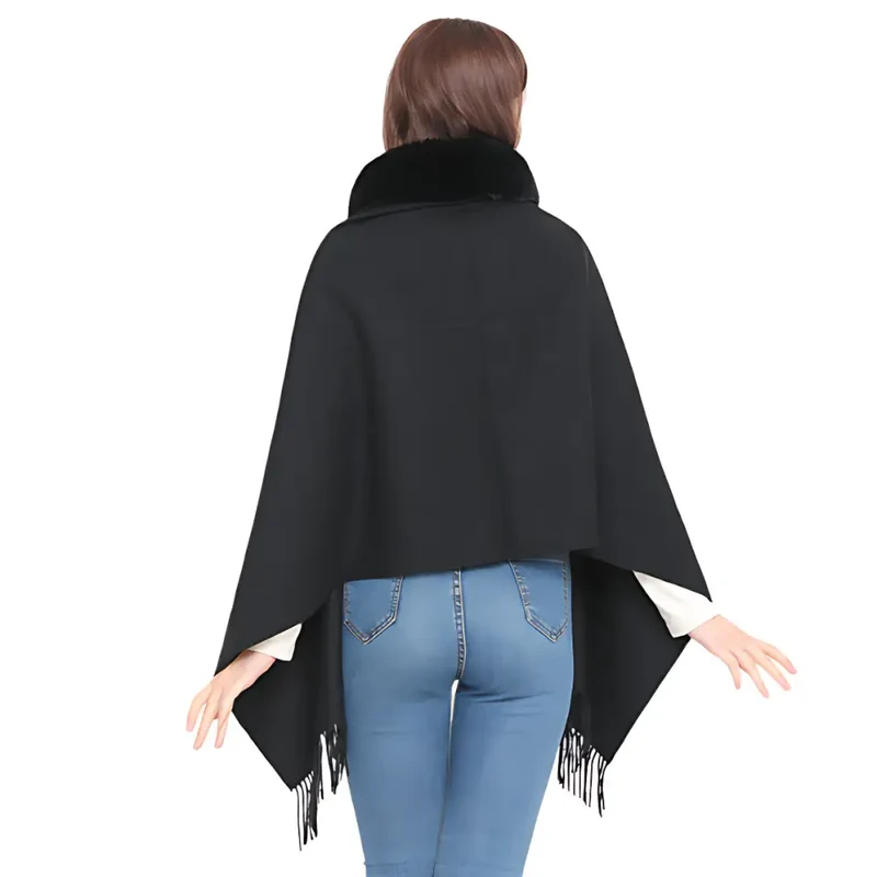 Poncho femme hiver noir