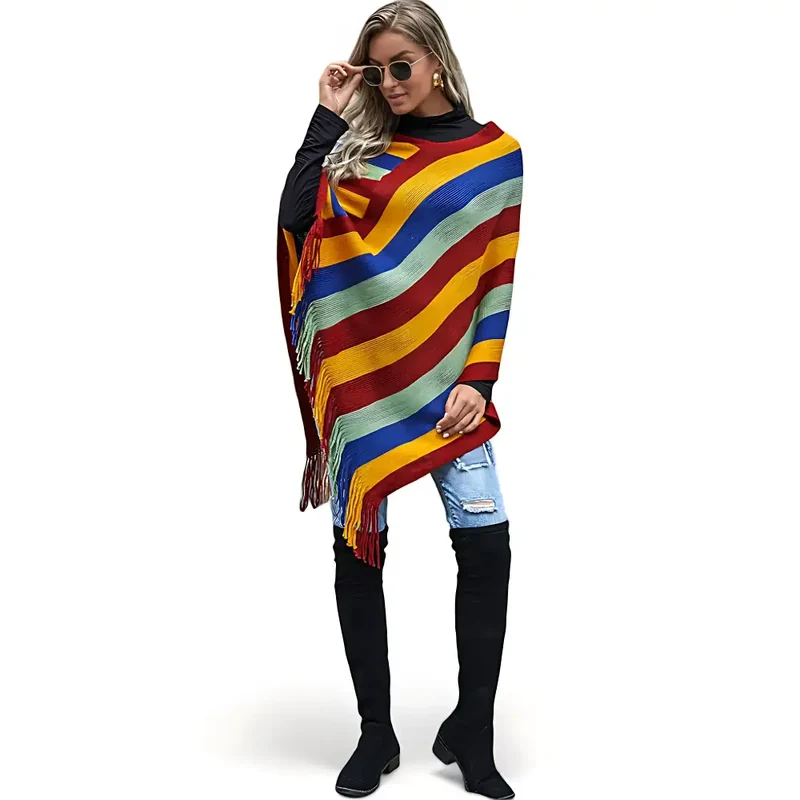 Poncho femme original coloré