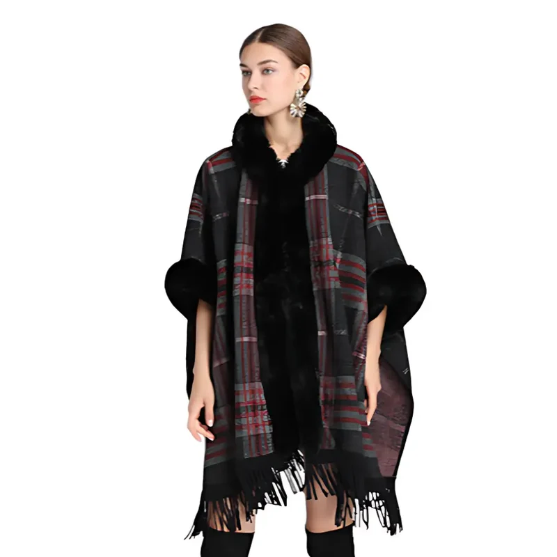 Poncho femme noir chic