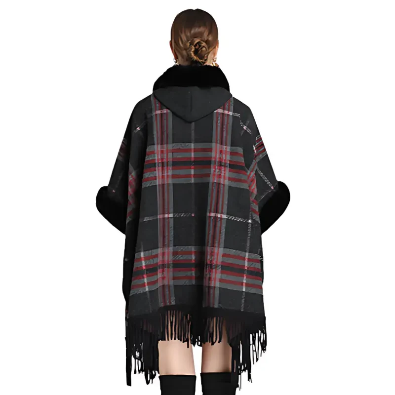 Poncho femme noir chic