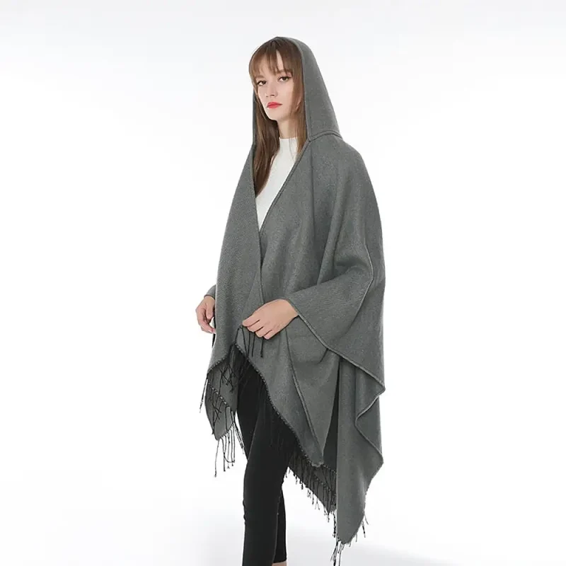 Poncho femme capuche