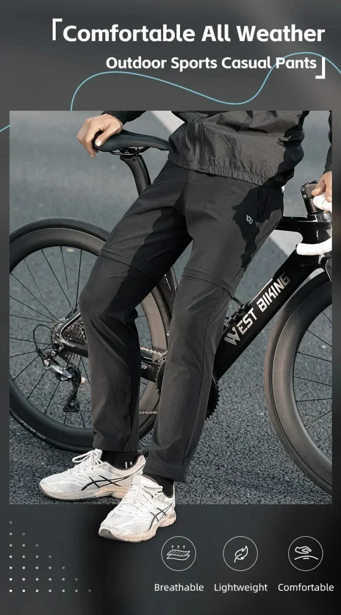 Pantalon / short de randonnée, bikepacking 2 en 1 pour homme "WEST BIKING - YP0203131"