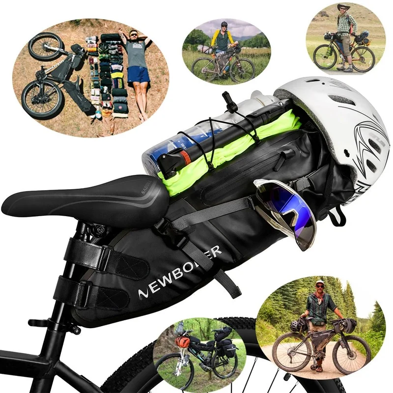 Sacoche de vélo étanche 13L avec stabilisateur pour VTT/ VTC, Gravel "NEWBOLER - PAC040"