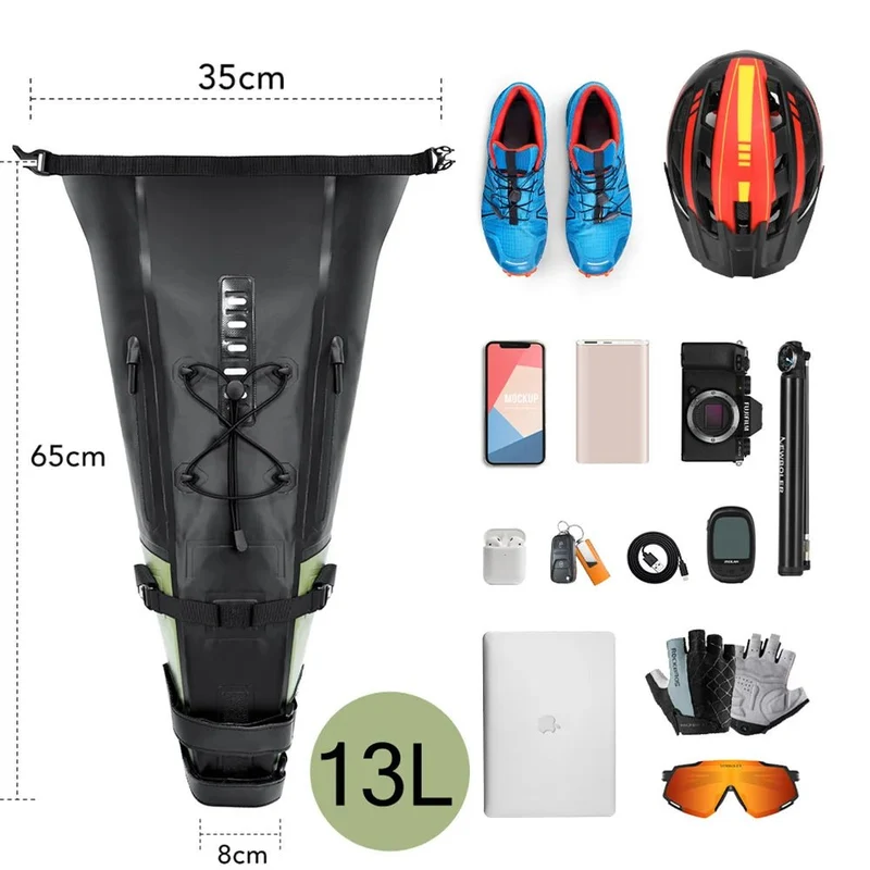 Sacoche de vélo étanche 13L avec stabilisateur pour VTT/ VTC, Gravel "NEWBOLER - PAC040"