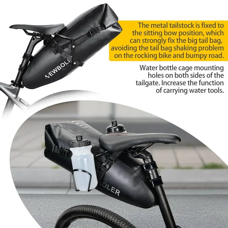 Sacoche de vélo étanche 13L avec stabilisateur pour VTT/ VTC, Gravel "NEWBOLER - PAC040"