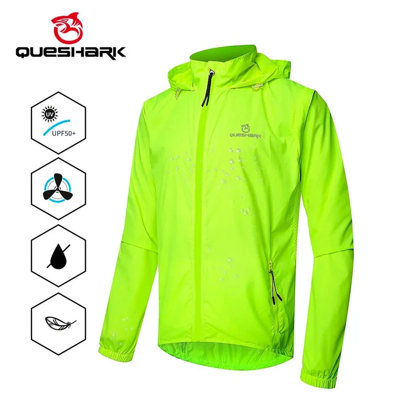 Veste de cyclisme réfléchissante et coupe-vent pour homme UPF50+ "QUESHARK - QE240"