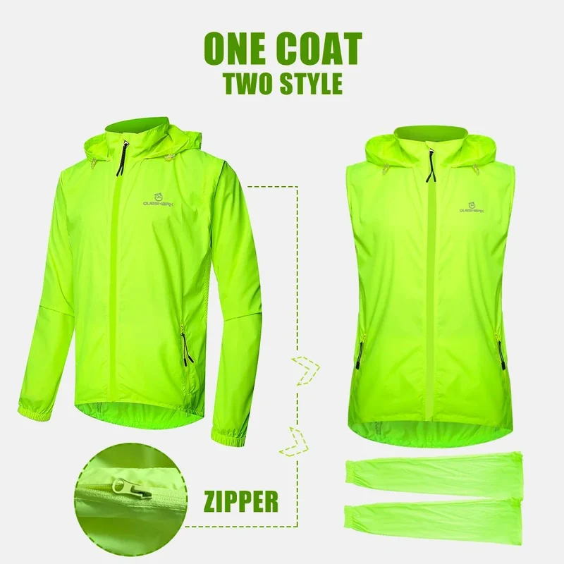 Veste de cyclisme réfléchissante et coupe-vent pour homme UPF50+ "QUESHARK - QE240"