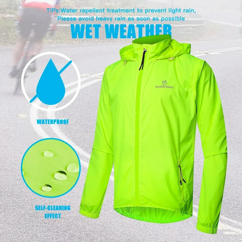 Veste de cyclisme réfléchissante et coupe-vent pour homme UPF50+ "QUESHARK - QE240"