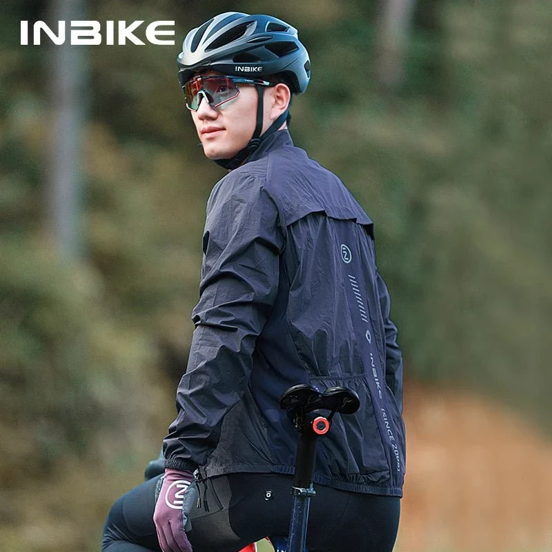 Veste coupe-vent de cyclisme SPF40+ imperméable à manches longues pour homme "INBIKE - On The Way"