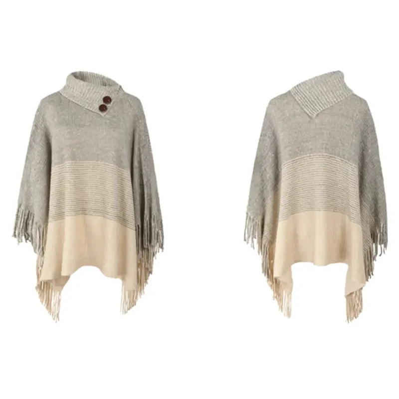 Poncho au tricot pour femme