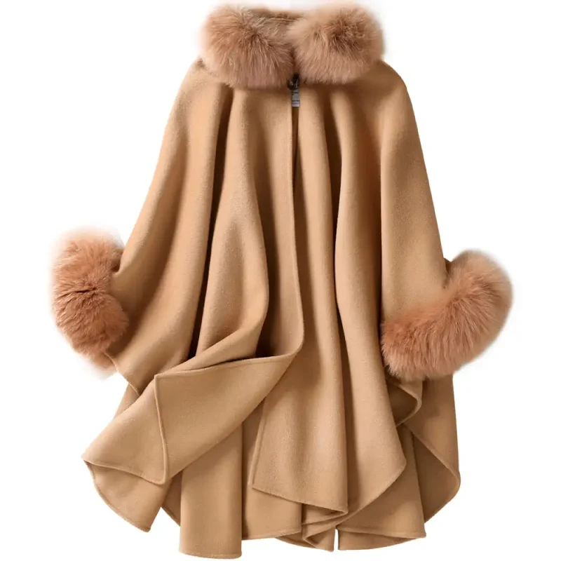 Poncho cape fourrure femme