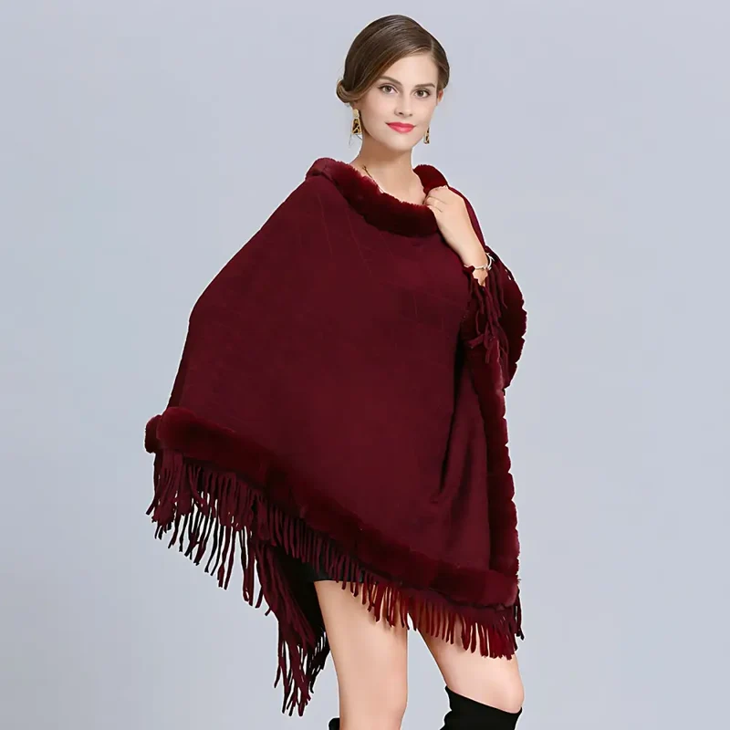 Pull poncho laine femme