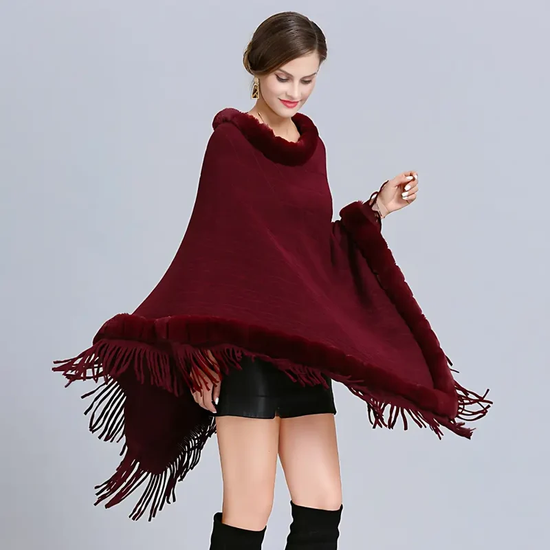 Pull poncho laine femme