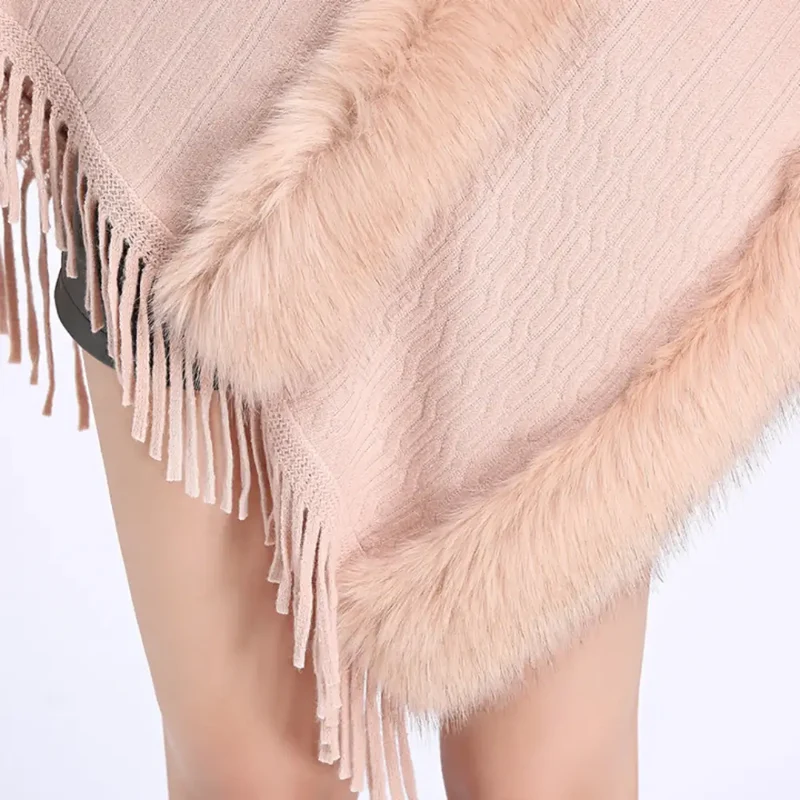Poncho col fourrure femme
