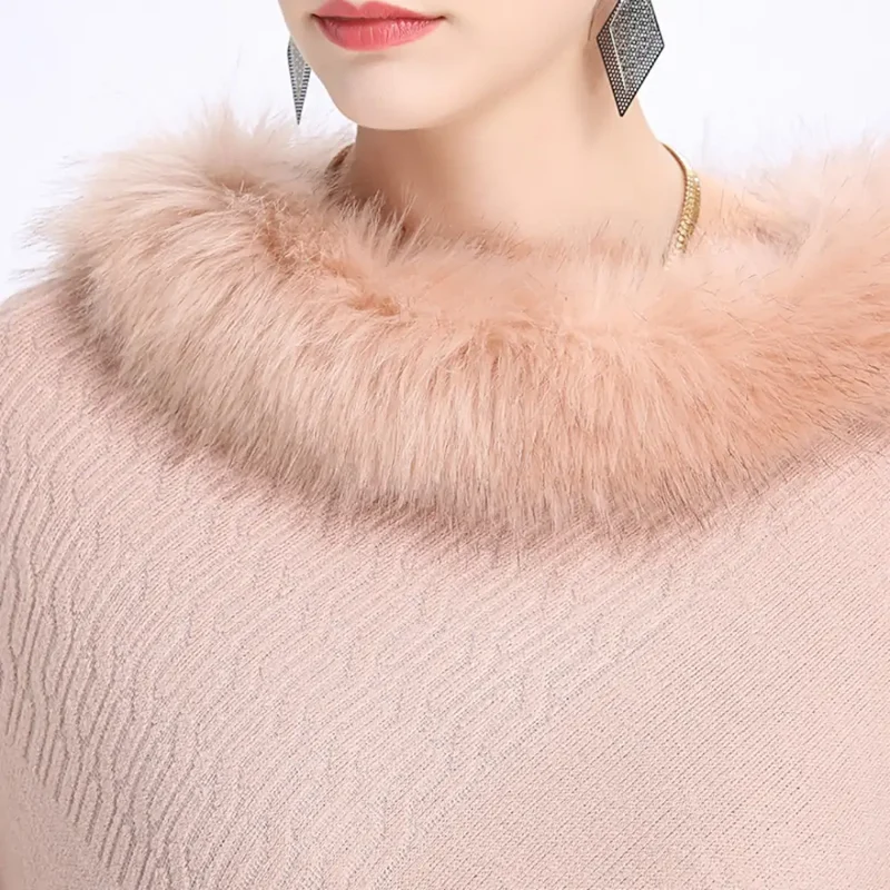 Poncho col fourrure femme