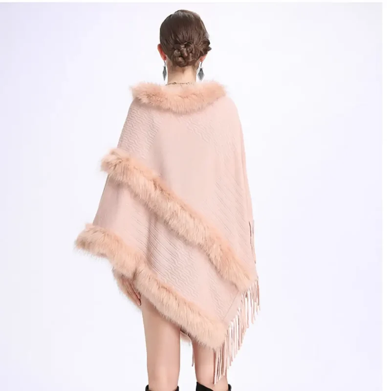 Poncho col fourrure femme