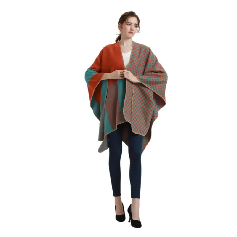 Poncho cape long femme