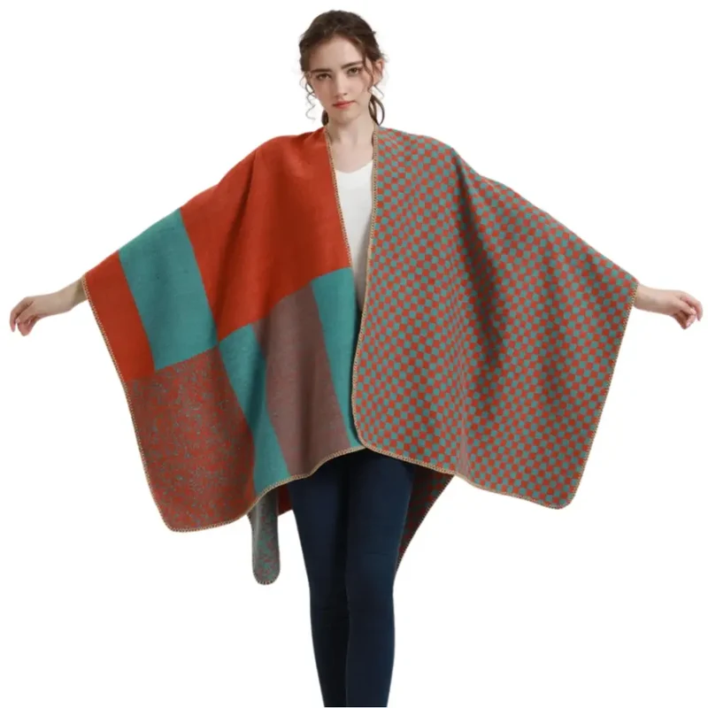 Poncho cape long femme