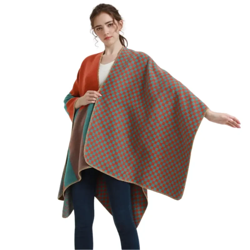Poncho cape long femme