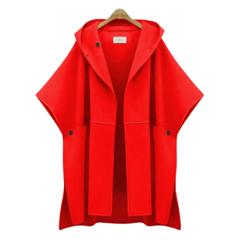 Manteau poncho capuche femme