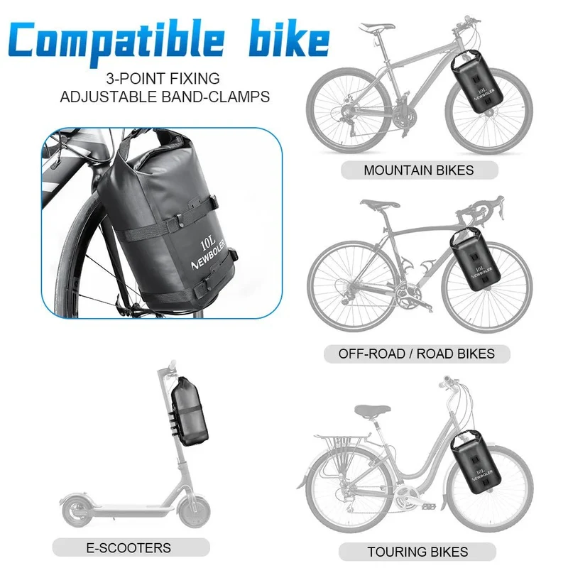 Sacoche de fourche de vélo portable et étanche 10L "NEWBOLER - BAG118"