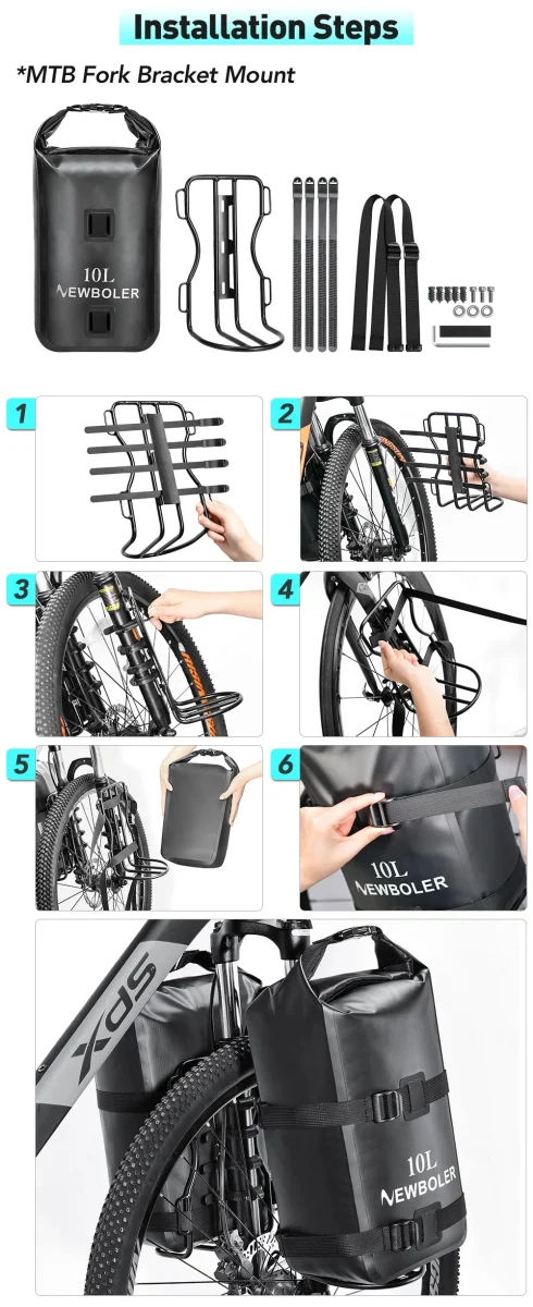 Sacoche de fourche de vélo portable et étanche 10L "NEWBOLER - BAG118"