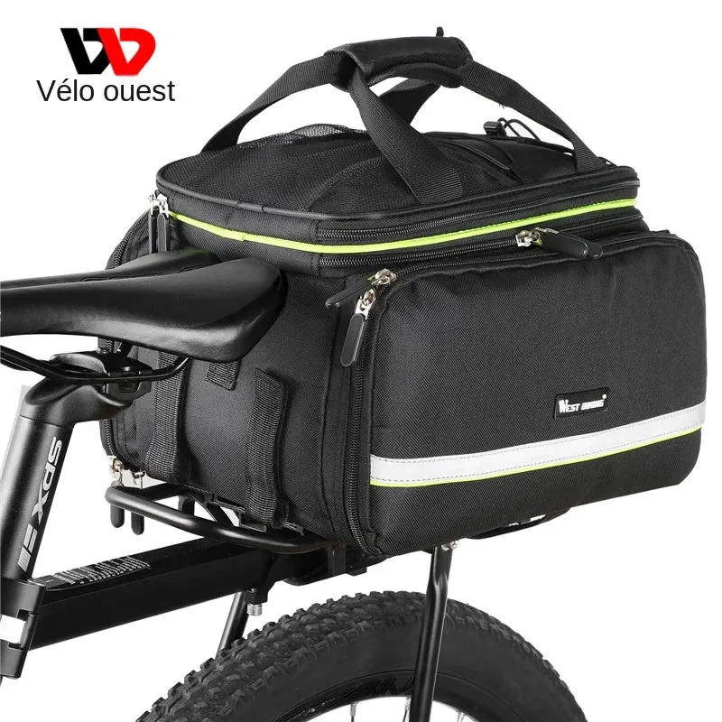 Sacoche de vélo 3 en 1 étanche sur porte-bagages avec pochette latérales 20/35L "WEST BIKING - YP0707250"