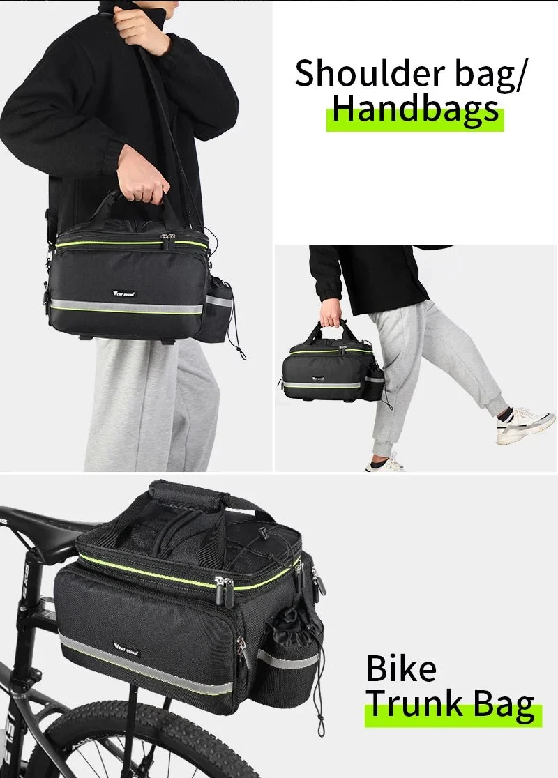 Sacoche de vélo 3 en 1 étanche sur porte-bagages avec pochette latérales 20/35L "WEST BIKING - YP0707250"