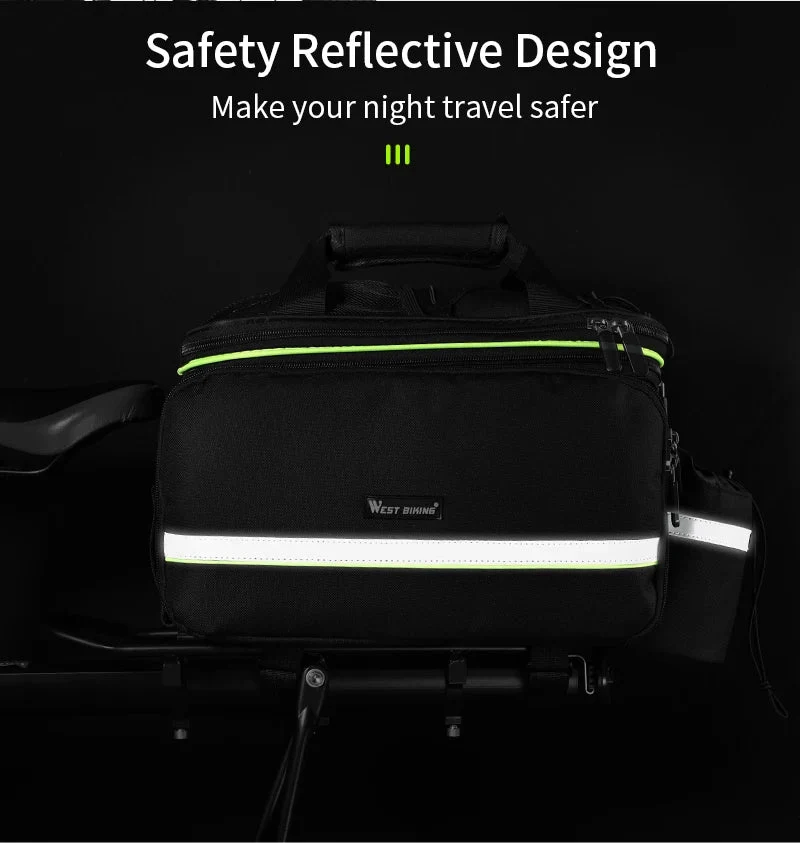 Sacoche de vélo 3 en 1 étanche sur porte-bagages avec pochette latérales 20/35L "WEST BIKING - YP0707250"