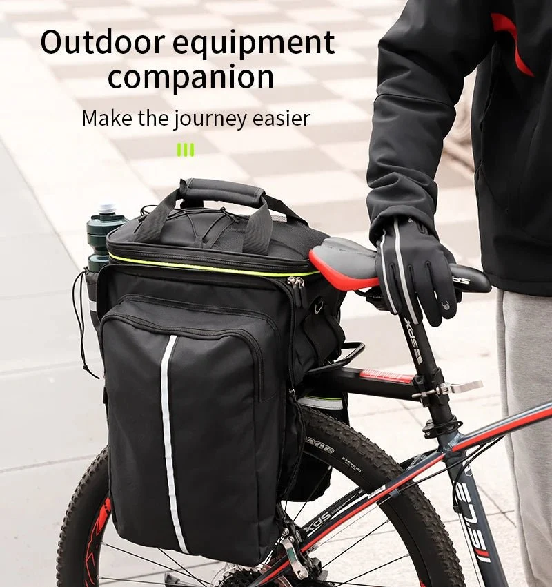 Sacoche de vélo 3 en 1 étanche sur porte-bagages avec pochette latérales 20/35L "WEST BIKING - YP0707250"