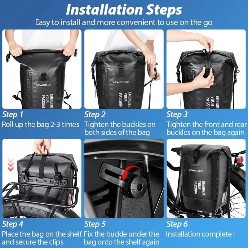 Sacoche de vélo étanche sur porte-bagage arrière de vélo 27L "NEWBOLER - BAG008"